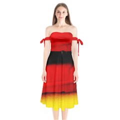 Colors And Fabrics 7 Shoulder Tie Bardot Midi Dress