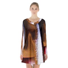 Colors And Fabrics 28 Long Sleeve Velvet V-neck Dress