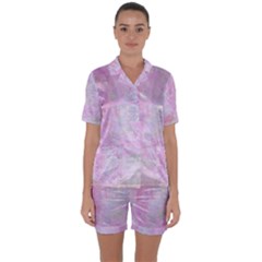 Soft Pink Watercolor Art Satin Short Sleeve Pyjamas Set by yoursparklingshop