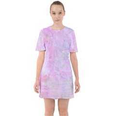 Soft Pink Watercolor Art Sixties Short Sleeve Mini Dress by yoursparklingshop