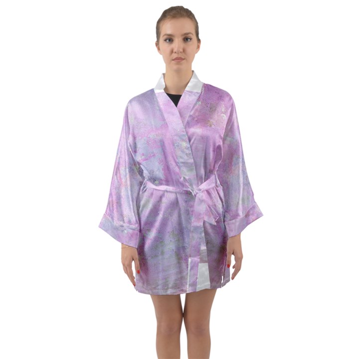 Soft Pink Watercolor Art Long Sleeve Kimono Robe