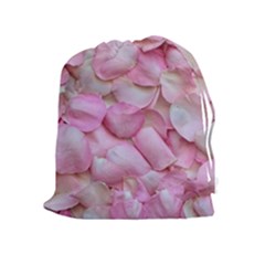 Romantic Pink Rose Petals Floral  Drawstring Pouches (extra Large) by yoursparklingshop