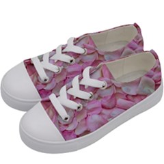 Romantic Pink Rose Petals Floral  Kids  Low Top Canvas Sneakers by yoursparklingshop