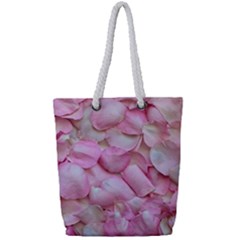Romantic Pink Rose Petals Floral  Full Print Rope Handle Tote (small) by yoursparklingshop