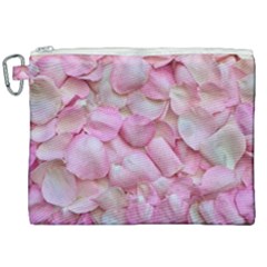 Romantic Pink Rose Petals Floral  Canvas Cosmetic Bag (xxl) by yoursparklingshop