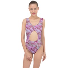 Romantic Pink Rose Petals Floral  Center Cut Out Swimsuit by yoursparklingshop