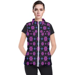 Stylized Dark Floral Pattern Women s Puffer Vest by dflcprints