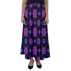 Stylized Dark Floral Pattern Flared Maxi Skirt by dflcprints