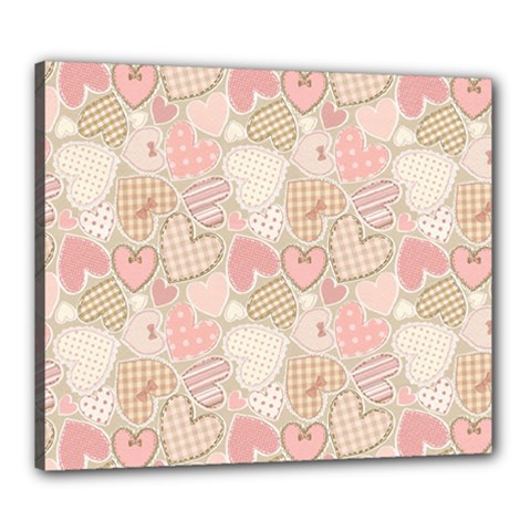 Cute Romantic Hearts Pattern Canvas 24  X 20  by yoursparklingshop