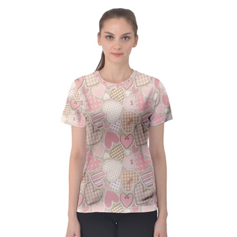 Cute Romantic Hearts Pattern Women s Sport Mesh Tee by yoursparklingshop