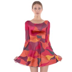 Red Orange Yellow Pink Art Long Sleeve Skater Dress by yoursparklingshop
