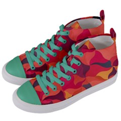 Red Orange Yellow Pink Art Women s Mid-top Canvas Sneakers by yoursparklingshop