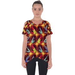 Feathers Cut Out Side Drop Tee by ArtworkByPatrick