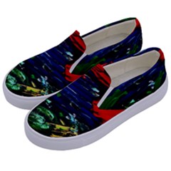 Tumble Weed And Blue Rose Kids  Canvas Slip Ons by bestdesignintheworld