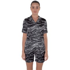 Dark Skin Texture Pattern Satin Short Sleeve Pyjamas Set by dflcprints