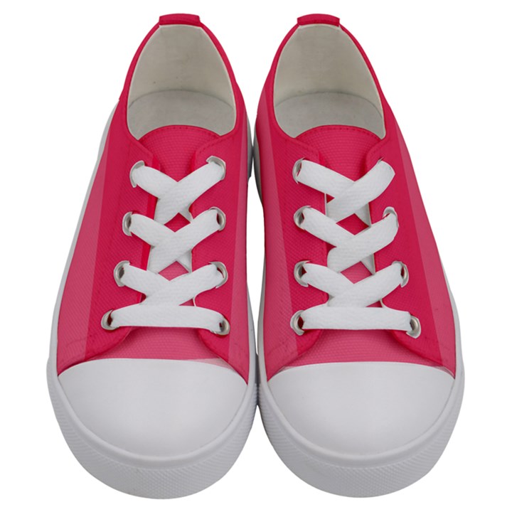 Pink Scarlet Gradient Stripes Pattern Kids  Low Top Canvas Sneakers