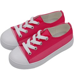 Pink Scarlet Gradient Stripes Pattern Kids  Low Top Canvas Sneakers by yoursparklingshop