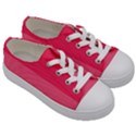 Pink Scarlet Gradient Stripes Pattern Kids  Low Top Canvas Sneakers View3