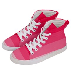 Pink Scarlet Gradient Stripes Pattern Women s Hi-top Skate Sneakers by yoursparklingshop