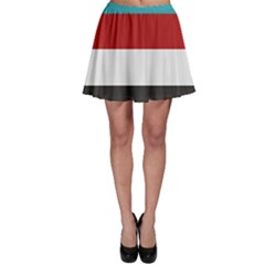 Dark Turquoise Deep Red Gray Elegant Striped Pattern Skater Skirt by yoursparklingshop