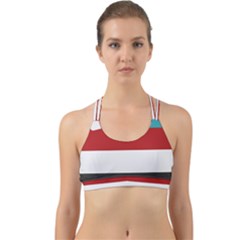 Dark Turquoise Deep Red Gray Elegant Striped Pattern Back Web Sports Bra by yoursparklingshop