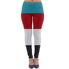 Dark Turquoise Deep Red Gray Elegant Striped Pattern Lightweight Velour Leggings by yoursparklingshop