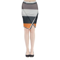 Orange Sand Charcoal Stripes Pattern Striped Elegant Midi Wrap Pencil Skirt by yoursparklingshop