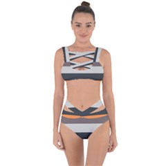 Orange Sand Charcoal Stripes Pattern Striped Elegant Bandaged Up Bikini Set  by yoursparklingshop