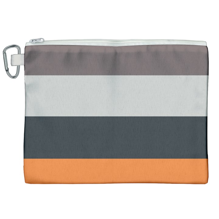 Orange Sand Charcoal Stripes Pattern Striped Elegant Canvas Cosmetic Bag (XXL)