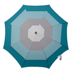 Blue Gray Striped Pattern Horizontal Stripes Hook Handle Umbrellas (medium) by yoursparklingshop