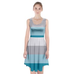 Blue Gray Striped Pattern Horizontal Stripes Racerback Midi Dress by yoursparklingshop