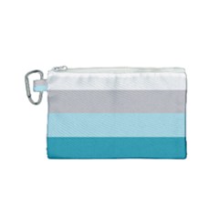 Blue Gray Striped Pattern Horizontal Stripes Canvas Cosmetic Bag (small) by yoursparklingshop