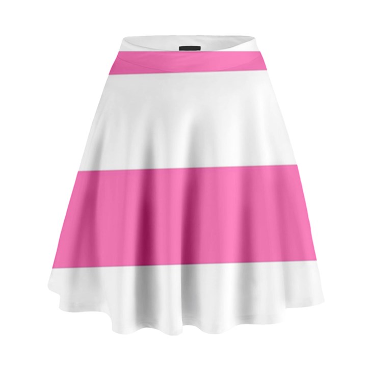 Horizontal Pink White Stripe Pattern Striped High Waist Skirt