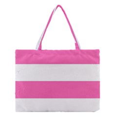 Horizontal Pink White Stripe Pattern Striped Medium Tote Bag by yoursparklingshop