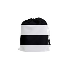 Black And White Striped Pattern Stripes Horizontal Drawstring Pouches (small)  by yoursparklingshop