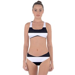 Black And White Striped Pattern Stripes Horizontal Criss Cross Bikini Set by yoursparklingshop