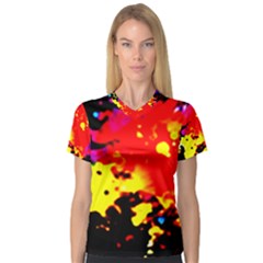 Colorfulpaintsptter V-neck Sport Mesh Tee