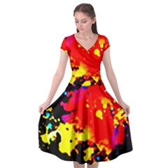 Colorfulpaintsptter Cap Sleeve Wrap Front Dress by flipstylezfashionsLLC