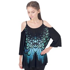 Blue And Green Feather Collier Flutter Tees