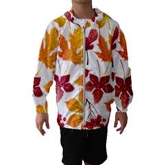 Beautiful Autumn Leaves Vector Hooded Wind Breaker (kids) by Nexatart