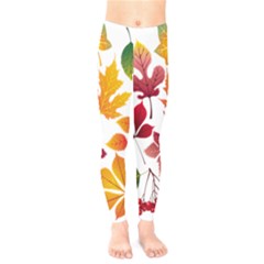 Beautiful Autumn Leaves Vector Kids  Legging by Nexatart