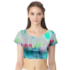 Abstract Background Short Sleeve Crop Top