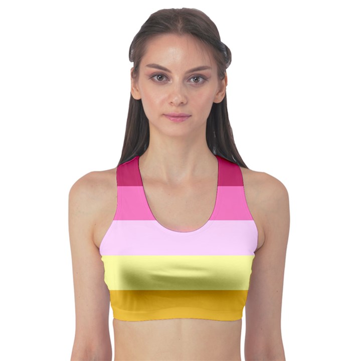 Red Orange Yellow Pink Sunny Color Combo Striped Pattern Stripes Sports Bra