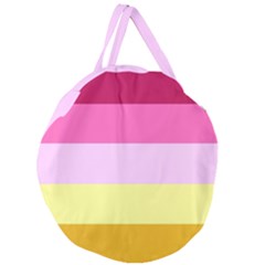 Red Orange Yellow Pink Sunny Color Combo Striped Pattern Stripes Giant Round Zipper Tote by yoursparklingshop