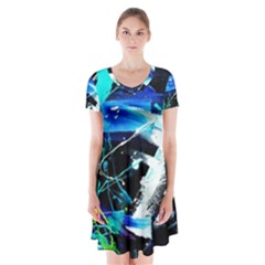 My Brain reflecrion 1/1 Short Sleeve V-neck Flare Dress