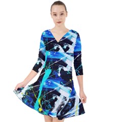 My Brain reflecrion 1/1 Quarter Sleeve Front Wrap Dress