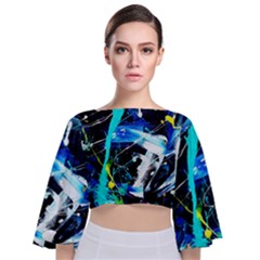 My Brain reflecrion 1/1 Tie Back Butterfly Sleeve Chiffon Top