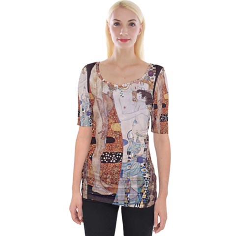 The Three Ages Of Woman- Gustav Klimt Wide Neckline Tee by Valentinaart