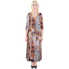 The Three Ages Of Woman- Gustav Klimt Quarter Sleeve Wrap Maxi Dress by Valentinaart