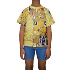 The Embrace - Gustav Klimt Kids  Short Sleeve Swimwear by Valentinaart